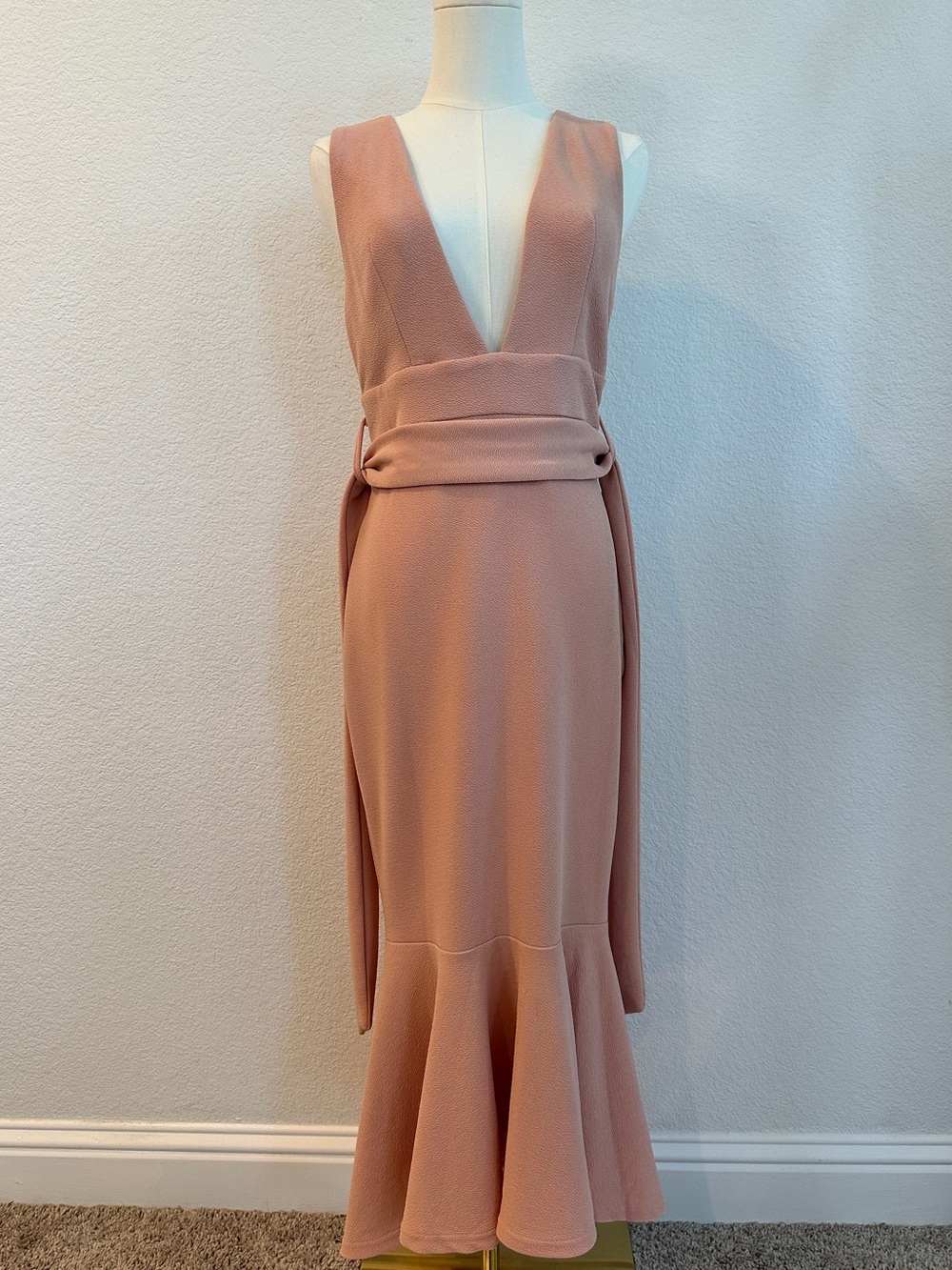 Here Comes the Sun Blush Pink Mermaid Midi Dress NWT Size Large